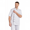 Veste cuisine blanche manches courtes pression noire