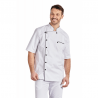 Veste cuisine blanche manches courtes pression noire