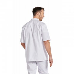 Veste cuisine blanche manches courtes pression noire