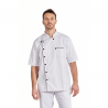 Veste cuisine blanche manches courtes pression noire